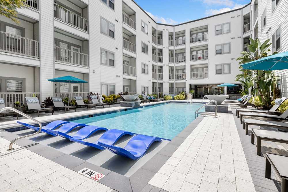 Inground community pool at SoBA Apartments in Jacksonville, Florida