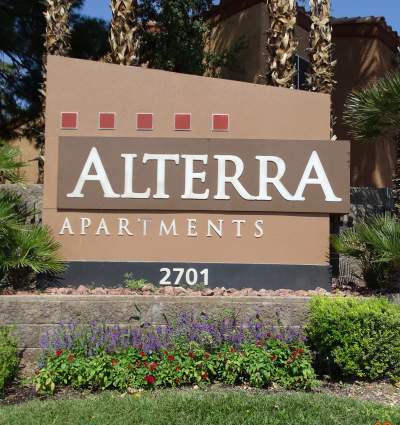 Property sign Alterra Apartments in Las Vegas, Nevada