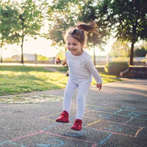 A girl playing at a park near Lovell Cove in Patuxent River, Maryland