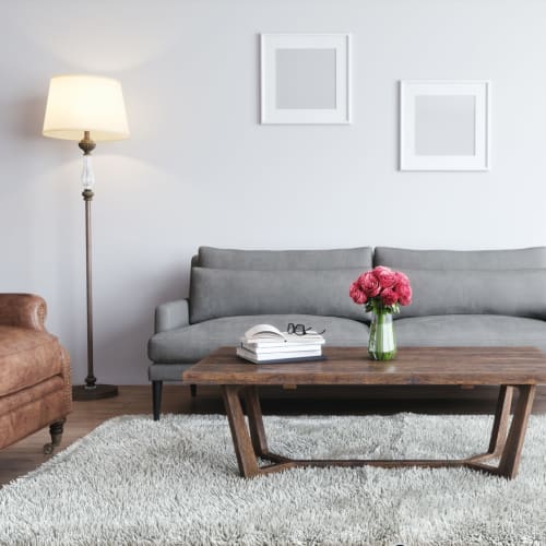 A furnished living room in a home at Osprey Point in Virginia Beach, Virginia