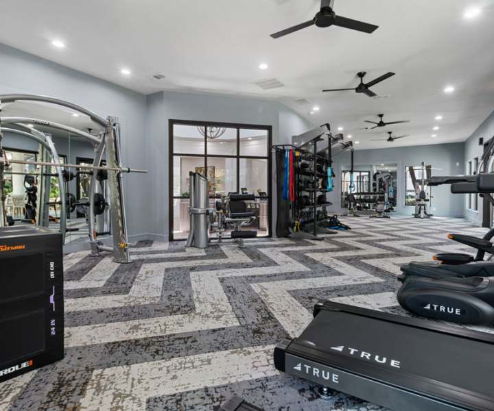 Fully equipped fitness center at Charleston in San Antonio,Texas