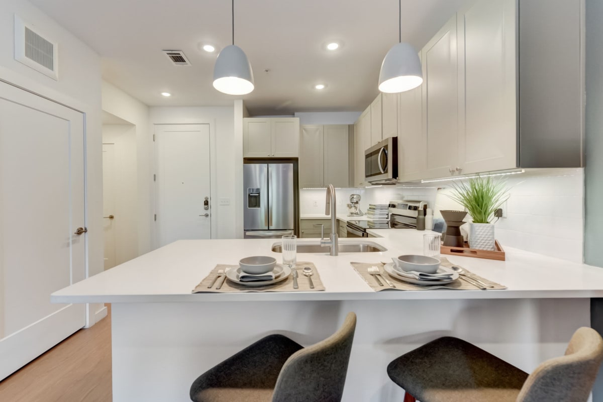 Well-decorated kitchen with modern appliances at 44 South in Austin, Texas
