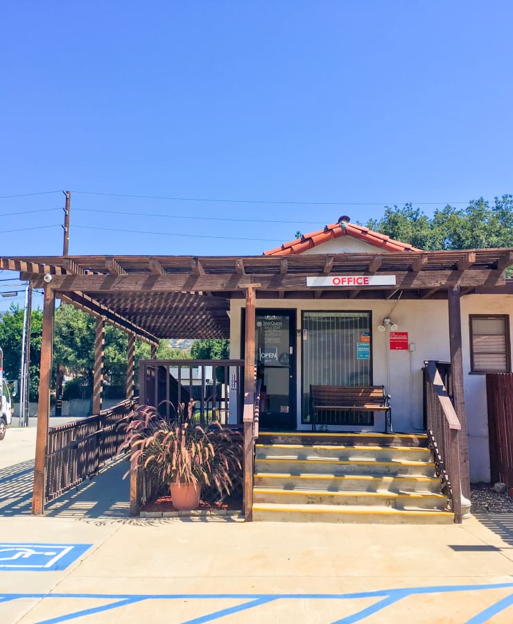 The exterior of the main entrance at StorQuest Self Storage in Claremont, California