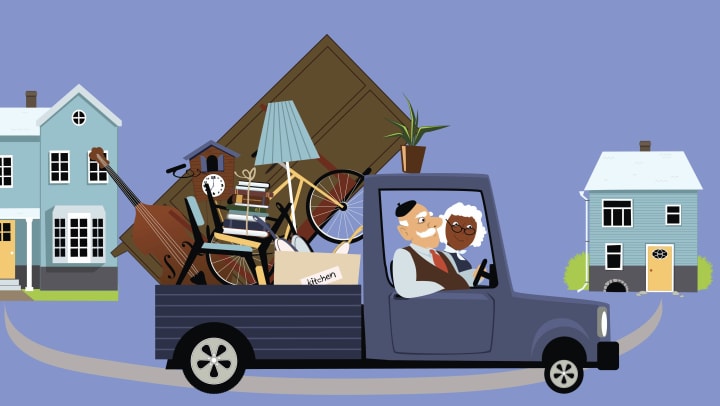 Cartoon of a moving truck