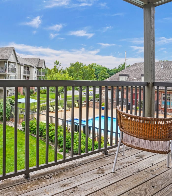 Outdoor balcony at Villas of Waterford Apartments in Wichita, Kansas
